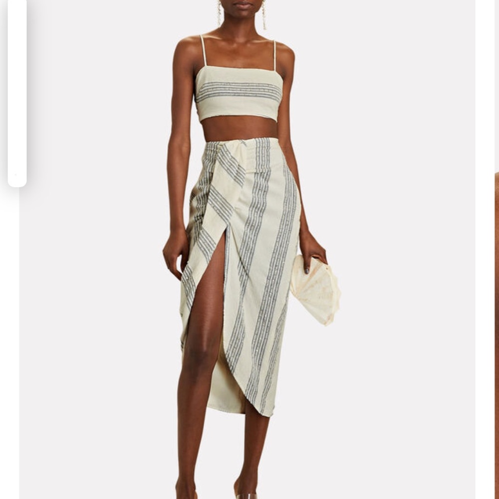 Saylor Nara woven sequins skirt and crop top set. Size M